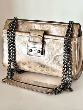 Frye Ella Distressed Iridescent Metallic Leather Crossbody Bag NWOT